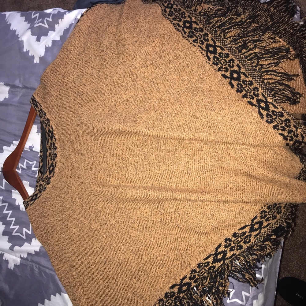 Brown pullover poncho sweater